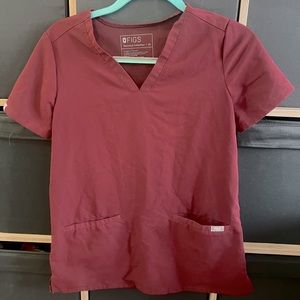 XS FIGS scrub too in maroon